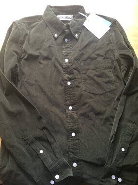 NWT dark green Minimum corduroy button down shirt size medium 100% cotton